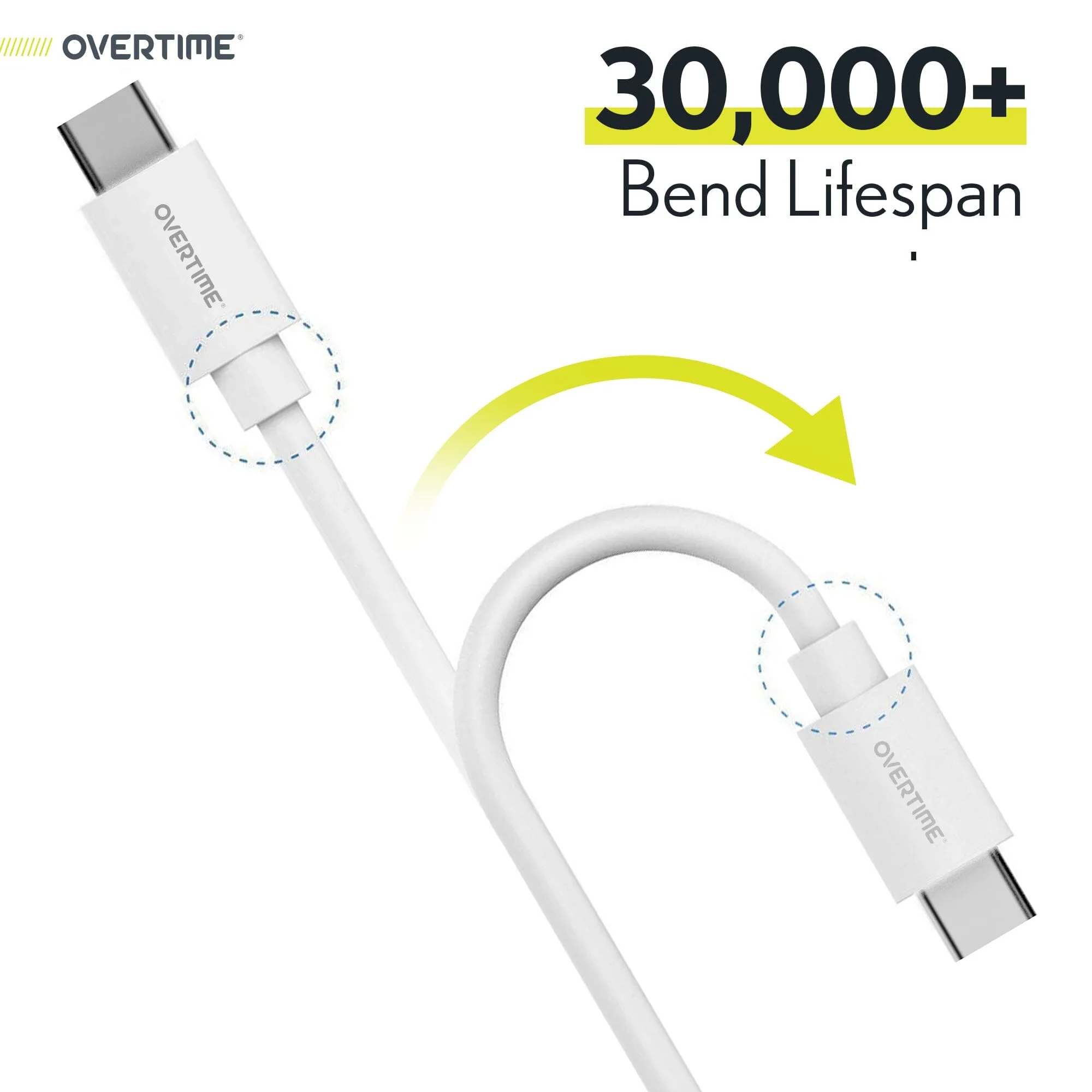 3-Pack: Overtime USB-C to USB-C Charging Cable