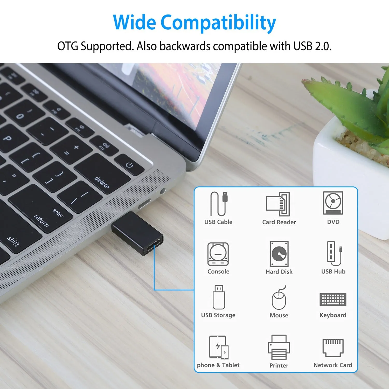 3-Packs: USB Type-C Male to USB A 3.0 OTG Male Port Converter