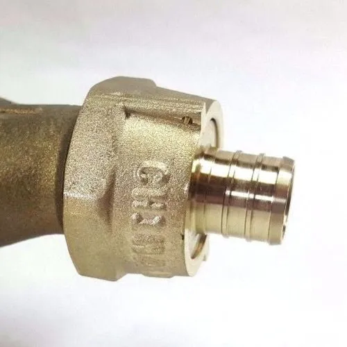 3/4" Water Meter Coupling, LEAD FREE Brass, Swivel Nut x 3/4" PEX  Tubing Barb