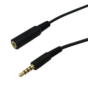 3.5mm 4C Male to Female Cable - Riser Rated CMR/FT4 - Black