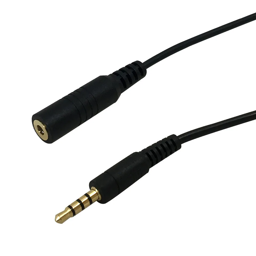 3.5mm 4C Male to Female Cable - Riser Rated CMR/FT4 - Black