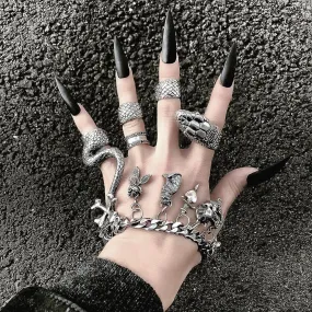 4Pcs Snake Ring Set