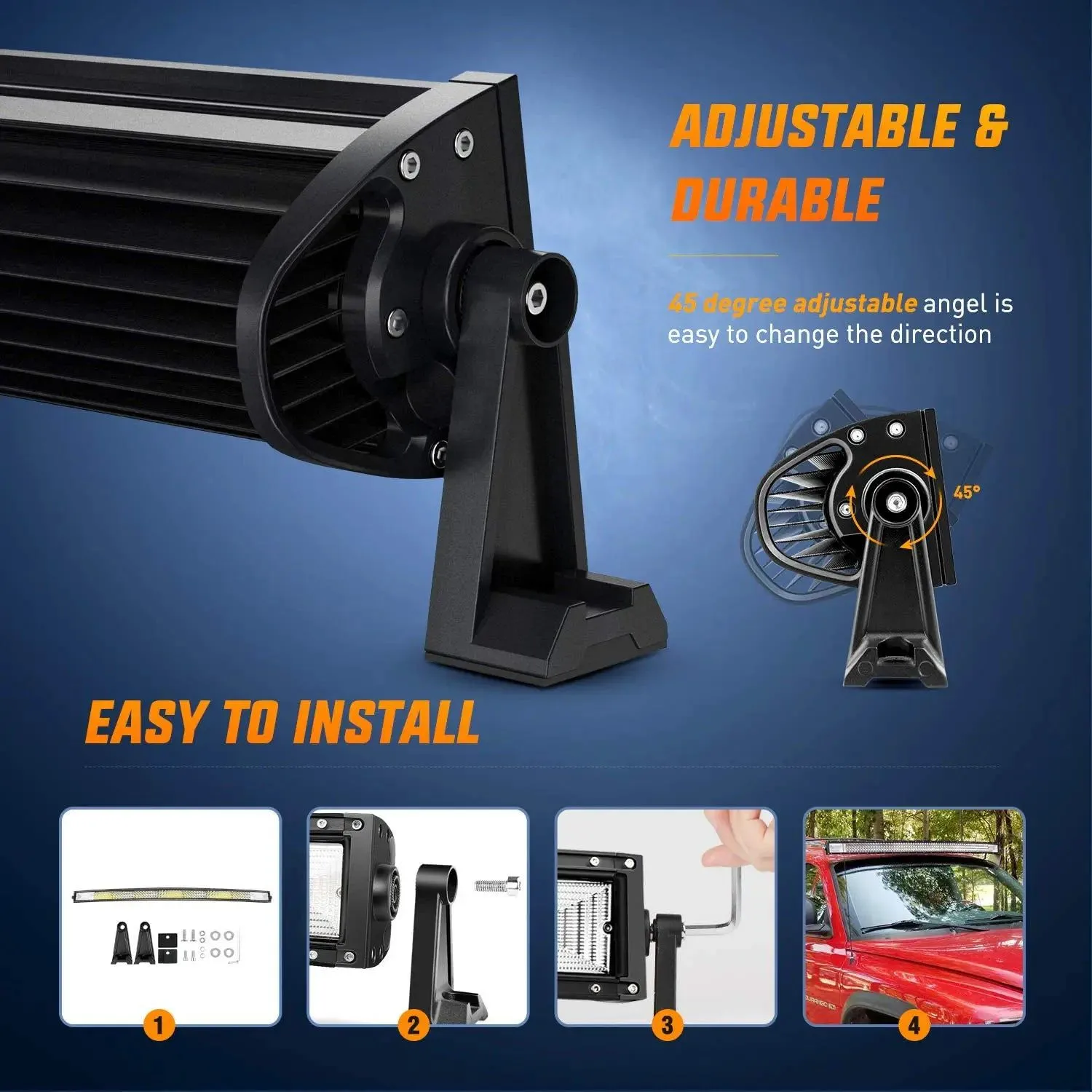 52 Inch 783W 78000LM Triple Row Curved Spot Flood LED Light Bar