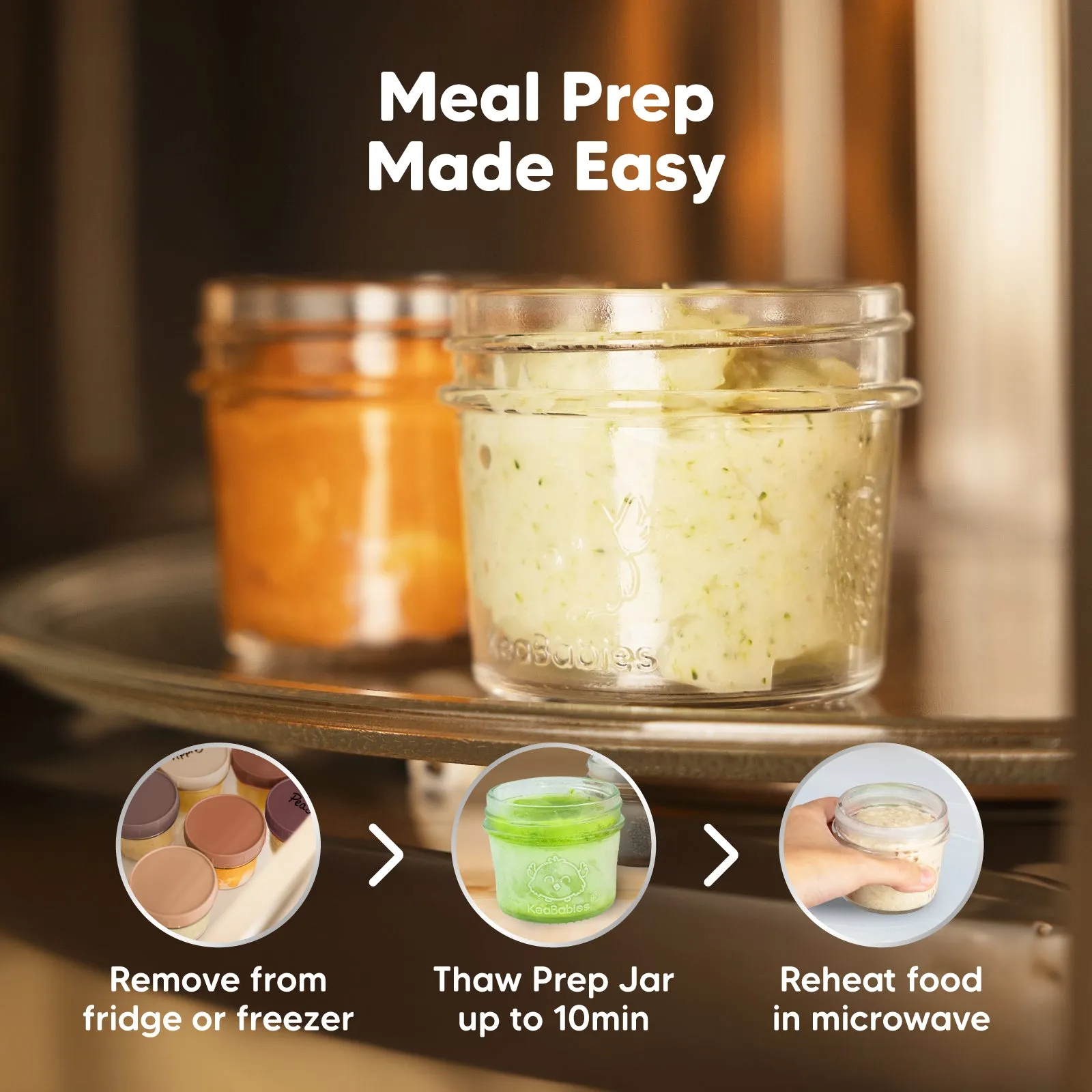 6-Pack Prep Jars Food Glass Containers (Terracotta)