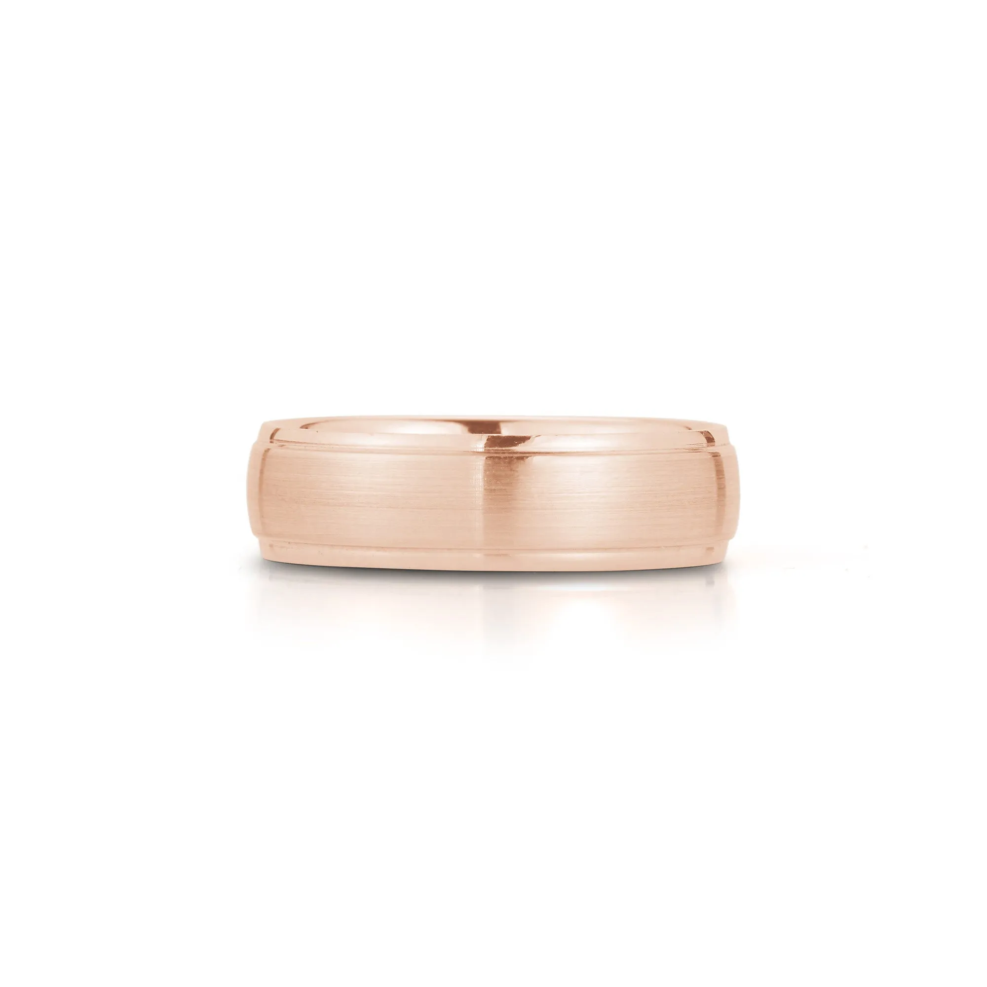 6mm Mens Half Round Brushed Middle Polished Edge Band