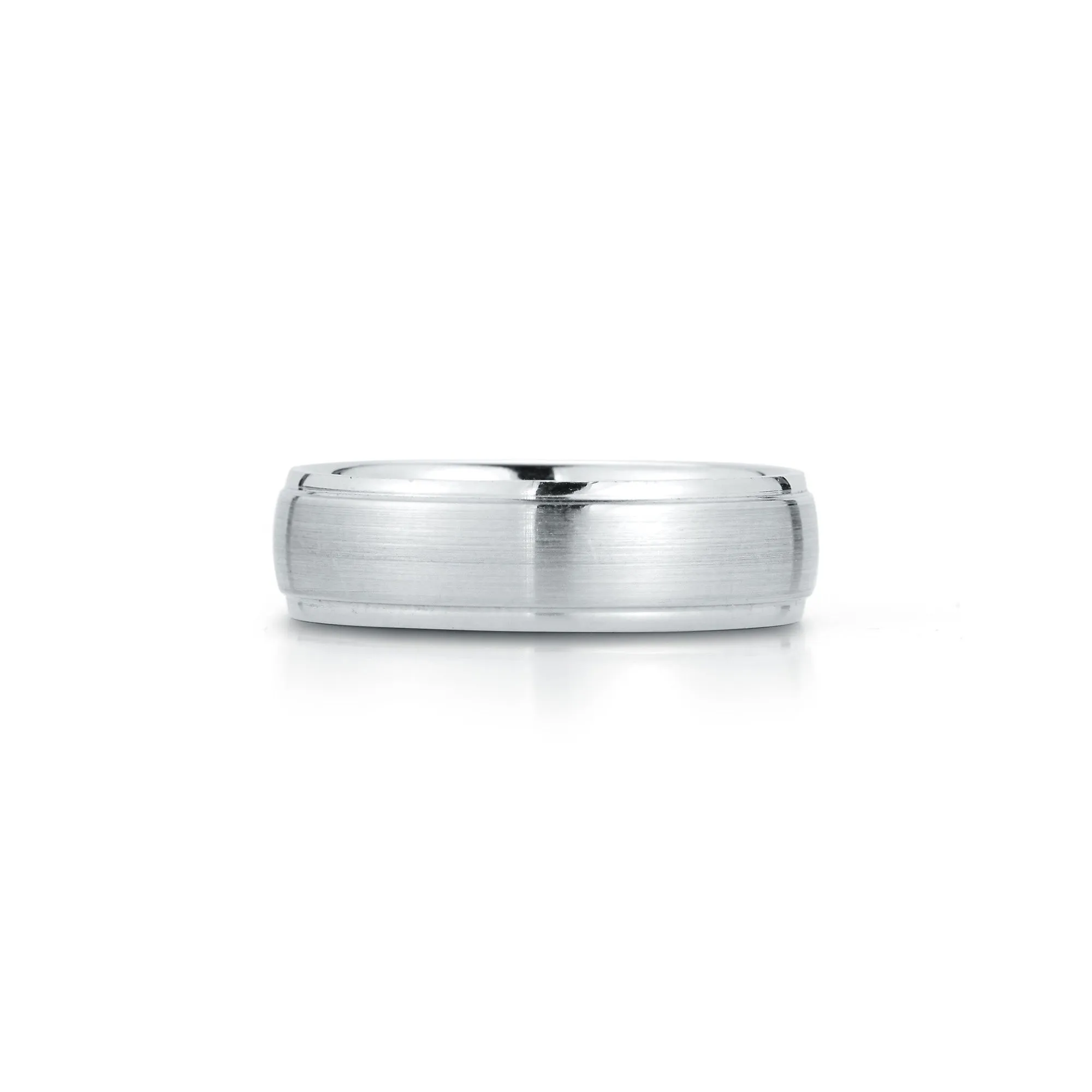 6mm Mens Half Round Brushed Middle Polished Edge Band