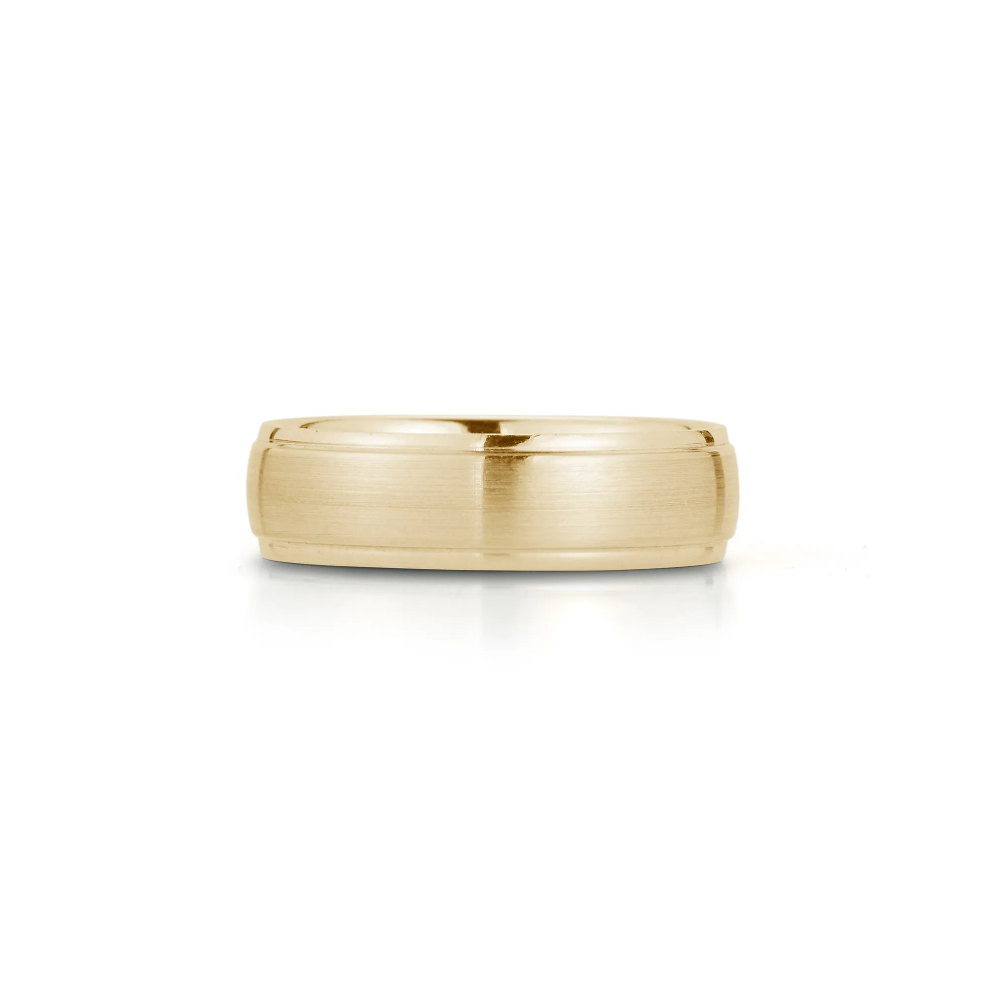 6mm Mens Half Round Brushed Middle Polished Edge Band