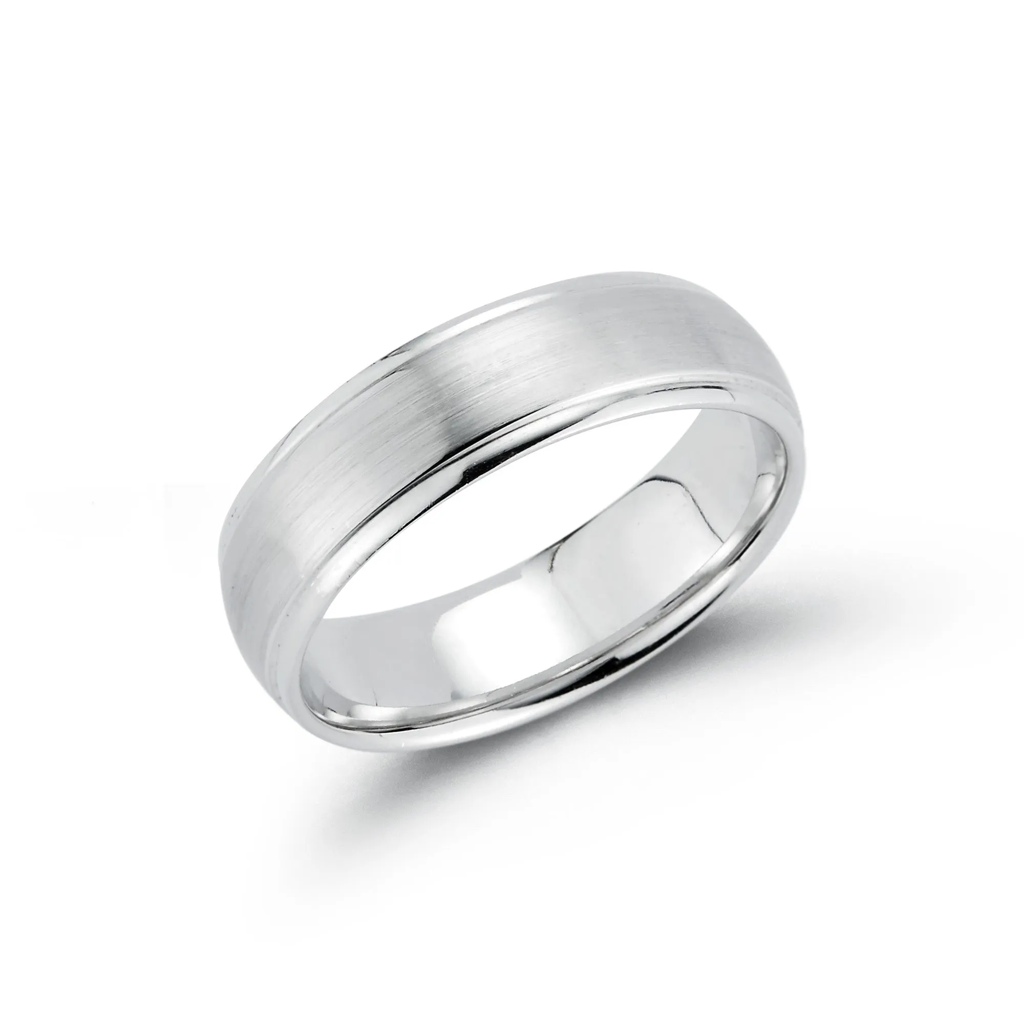 6mm Mens Half Round Brushed Middle Polished Edge Band