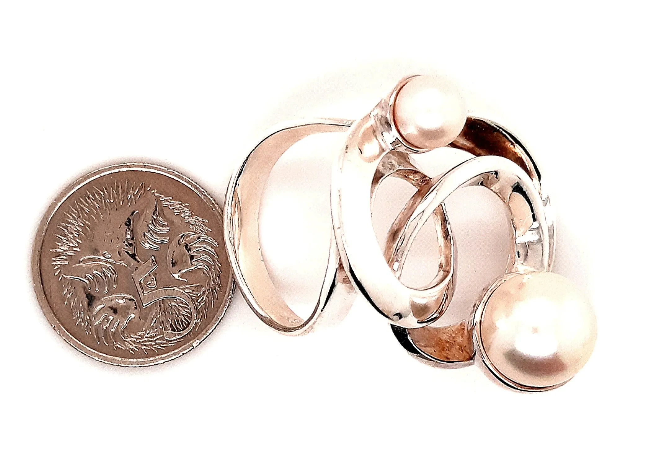 925 Sterling Silver and Pearl Dress Ring