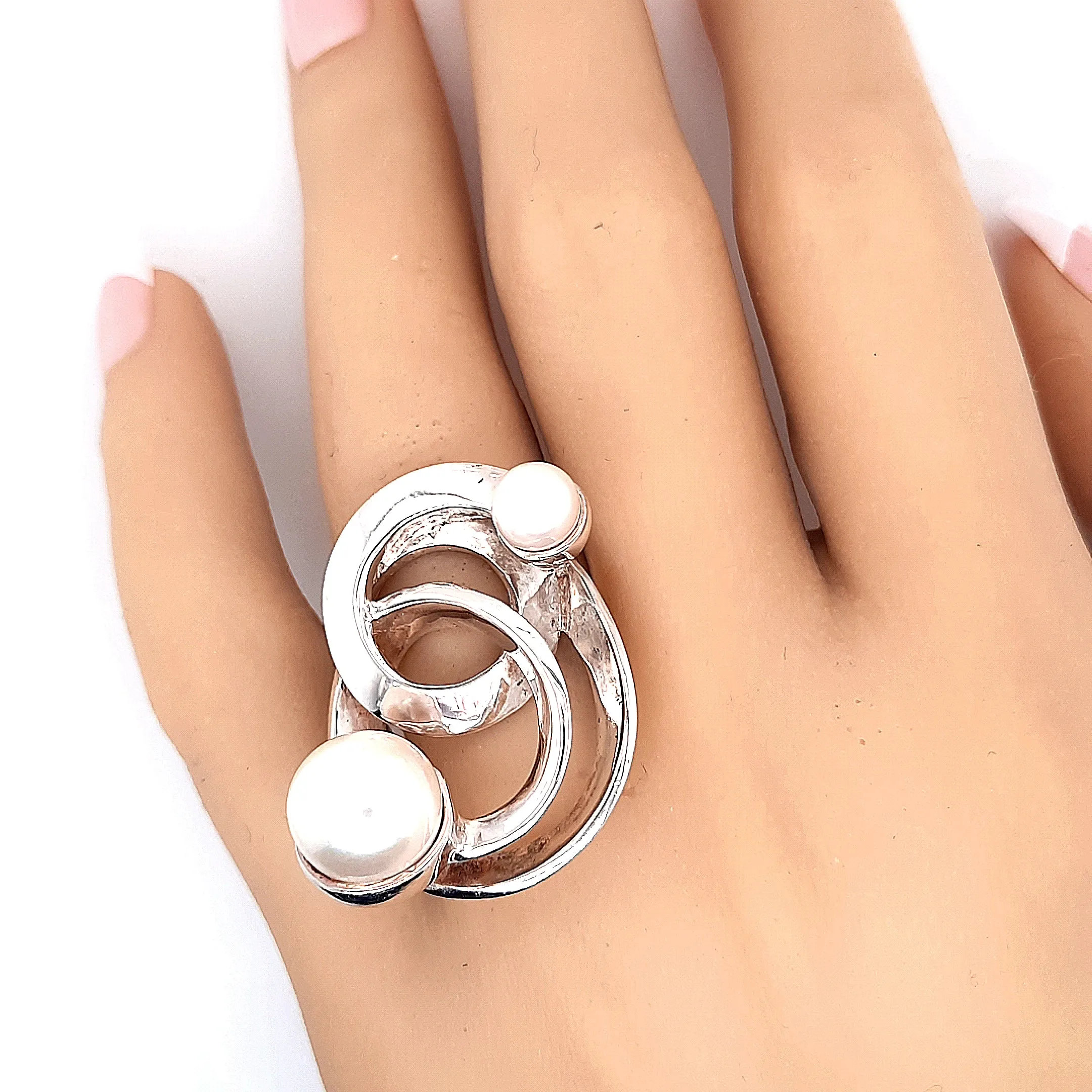925 Sterling Silver and Pearl Dress Ring