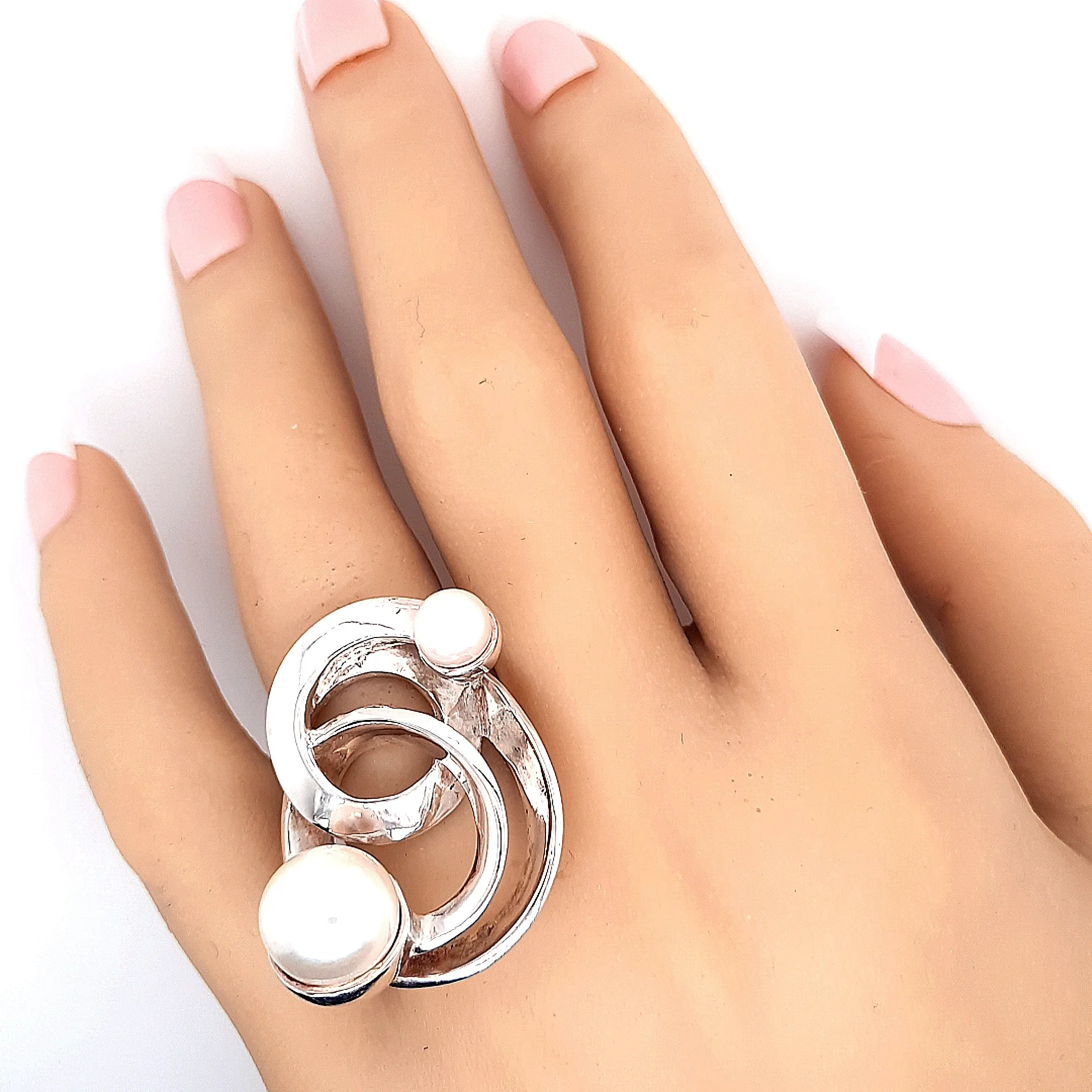 925 Sterling Silver and Pearl Dress Ring