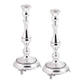 925 Sterling Silver Solid Shabbat Candlesticks 12.5" Hand Made Lichter by Yossi & Sons in Israel