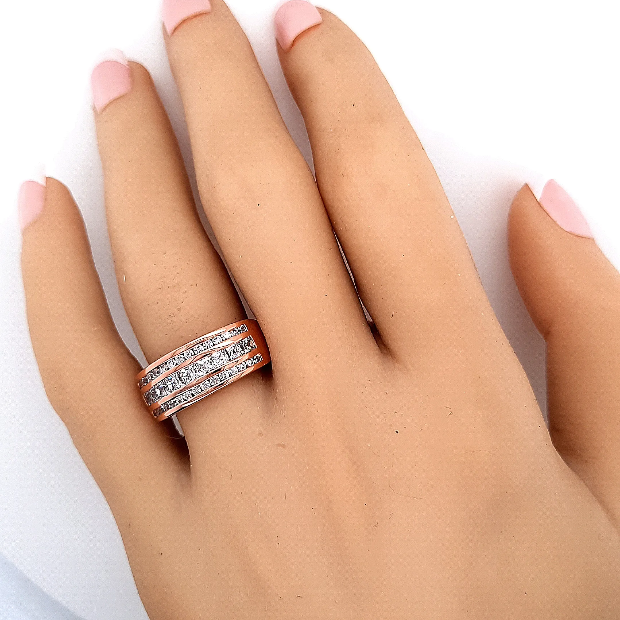 9ct Rose Gold & Cubic Zirconia Ring - Made with Swarovski Zirconia