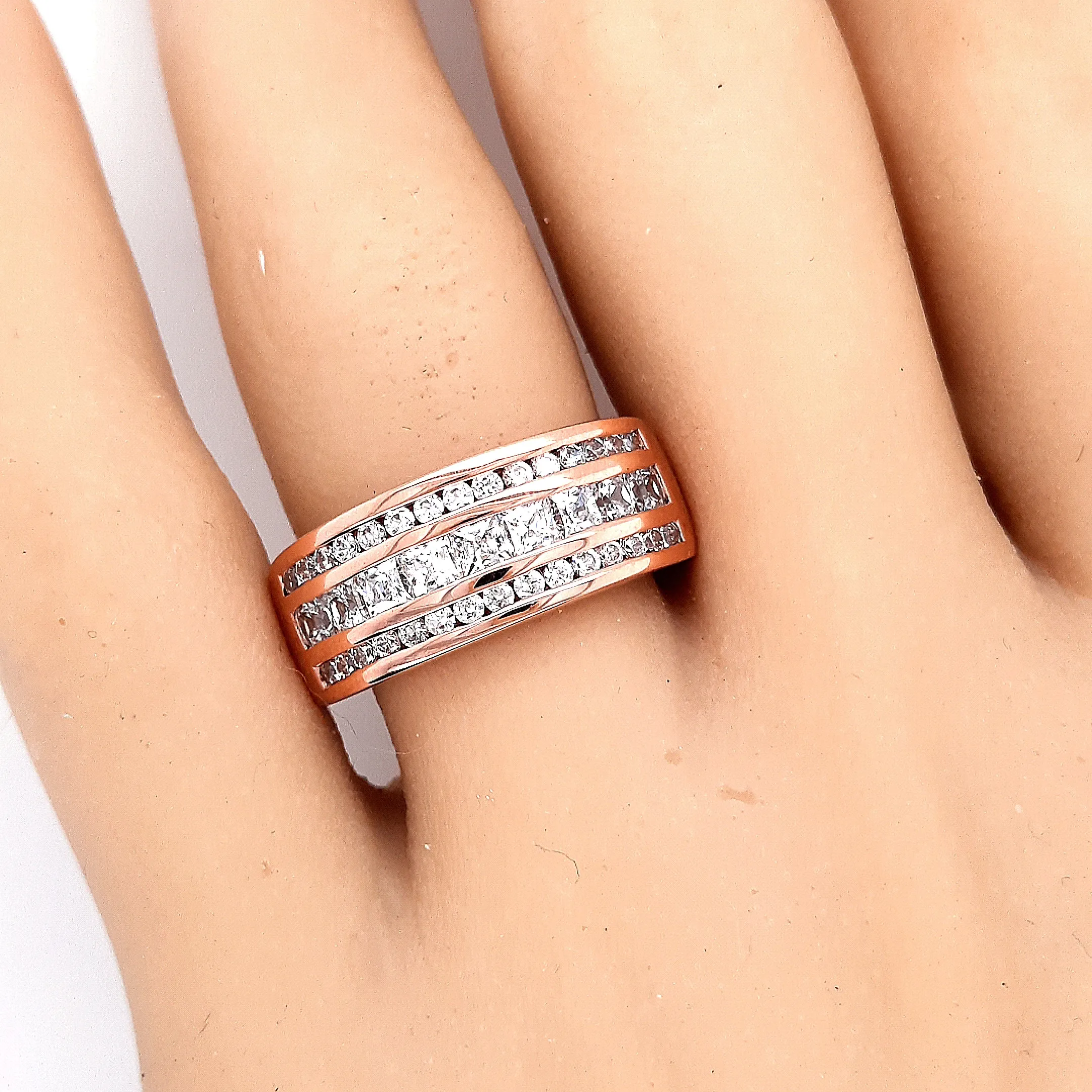 9ct Rose Gold & Cubic Zirconia Ring - Made with Swarovski Zirconia