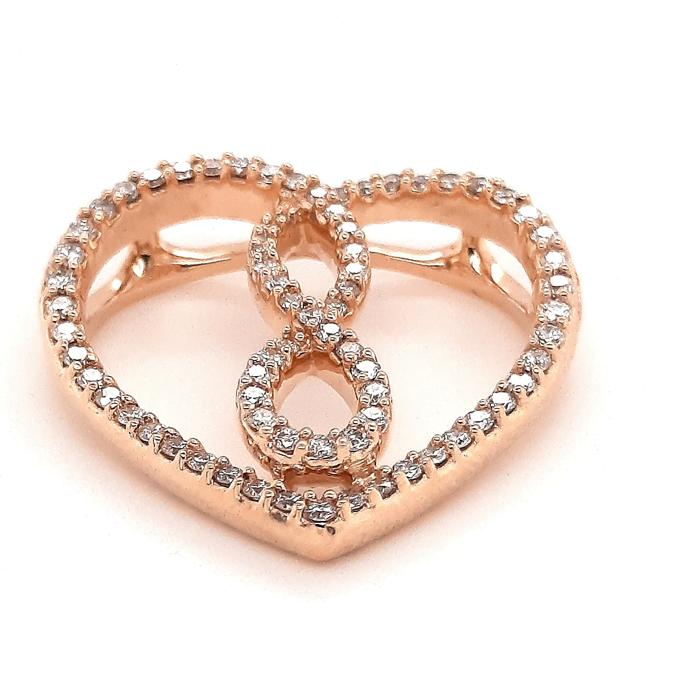 9ct Rose Gold & Diamond Heart Pendant