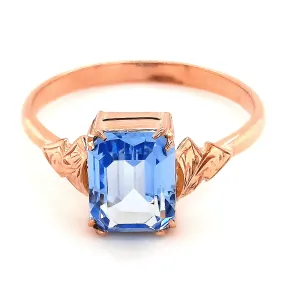 9ct Rose Gold Brilliant Blue Glass Ring