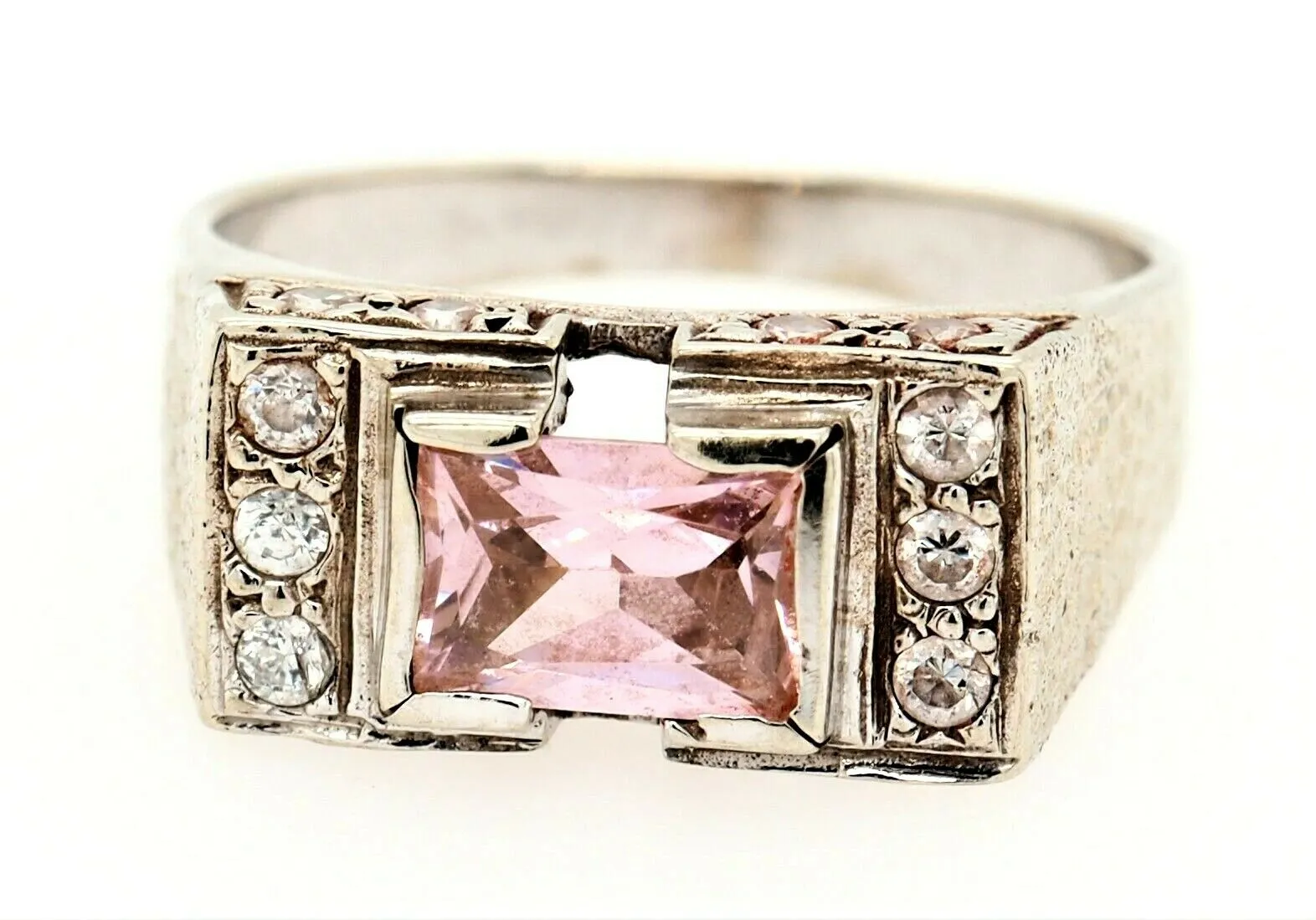 9ct White Gold Pink & White Cubic Zirconia Ring
