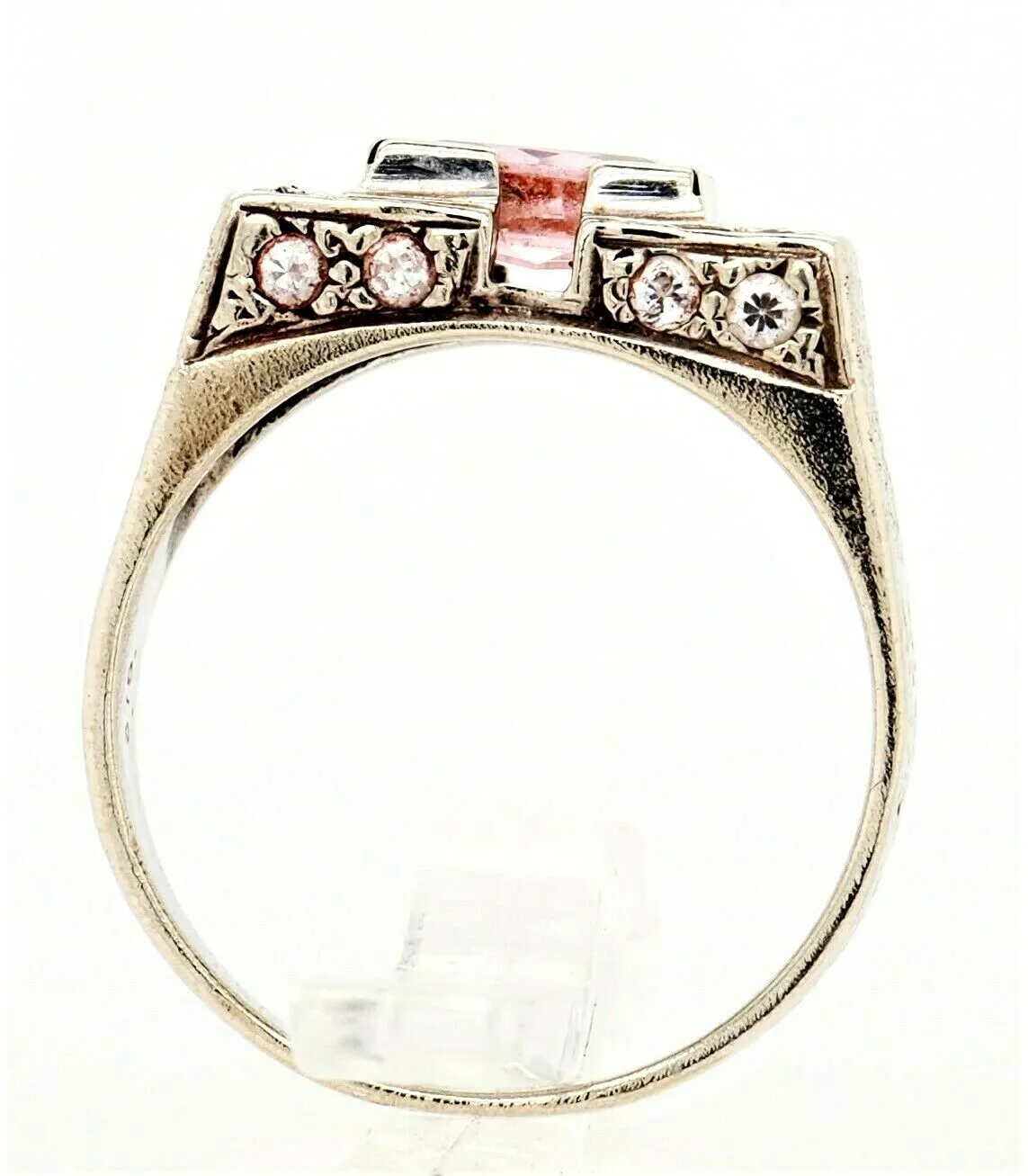 9ct White Gold Pink & White Cubic Zirconia Ring