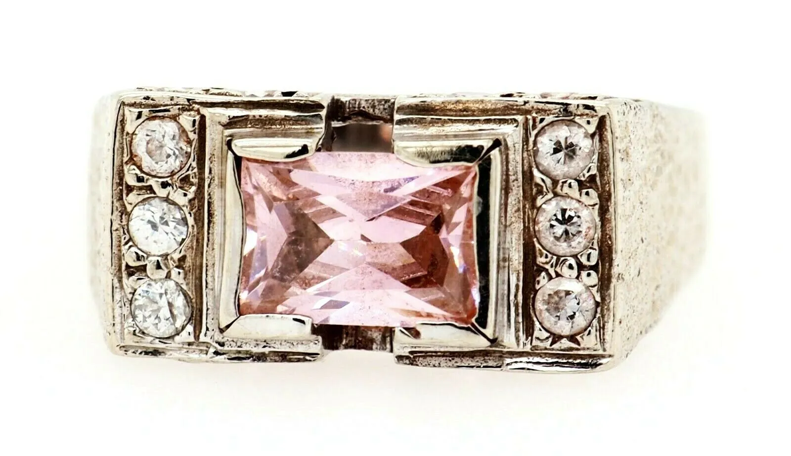 9ct White Gold Pink & White Cubic Zirconia Ring