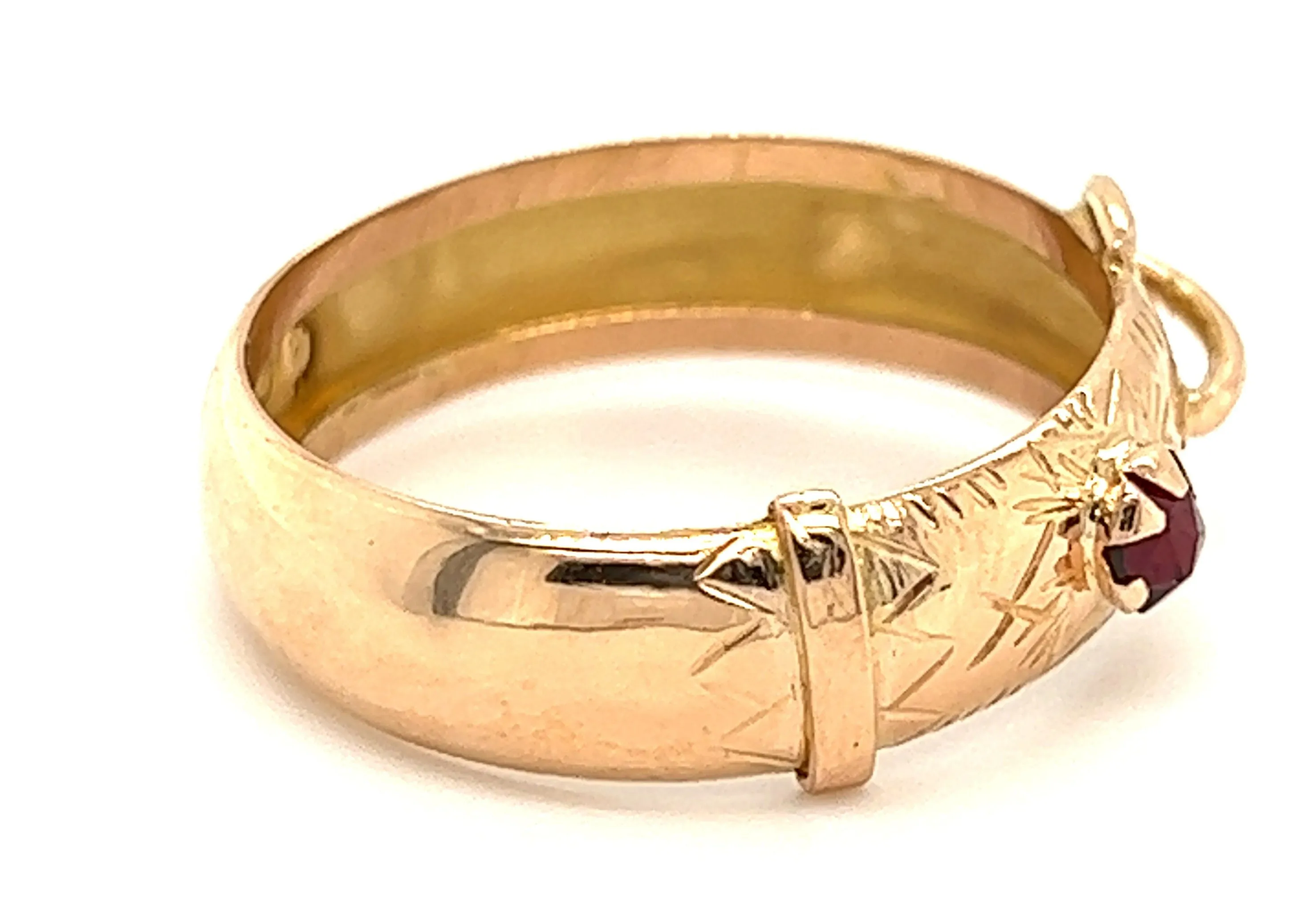 9ct Yellow Gold Buckle Vintage Ring with Engraved Front