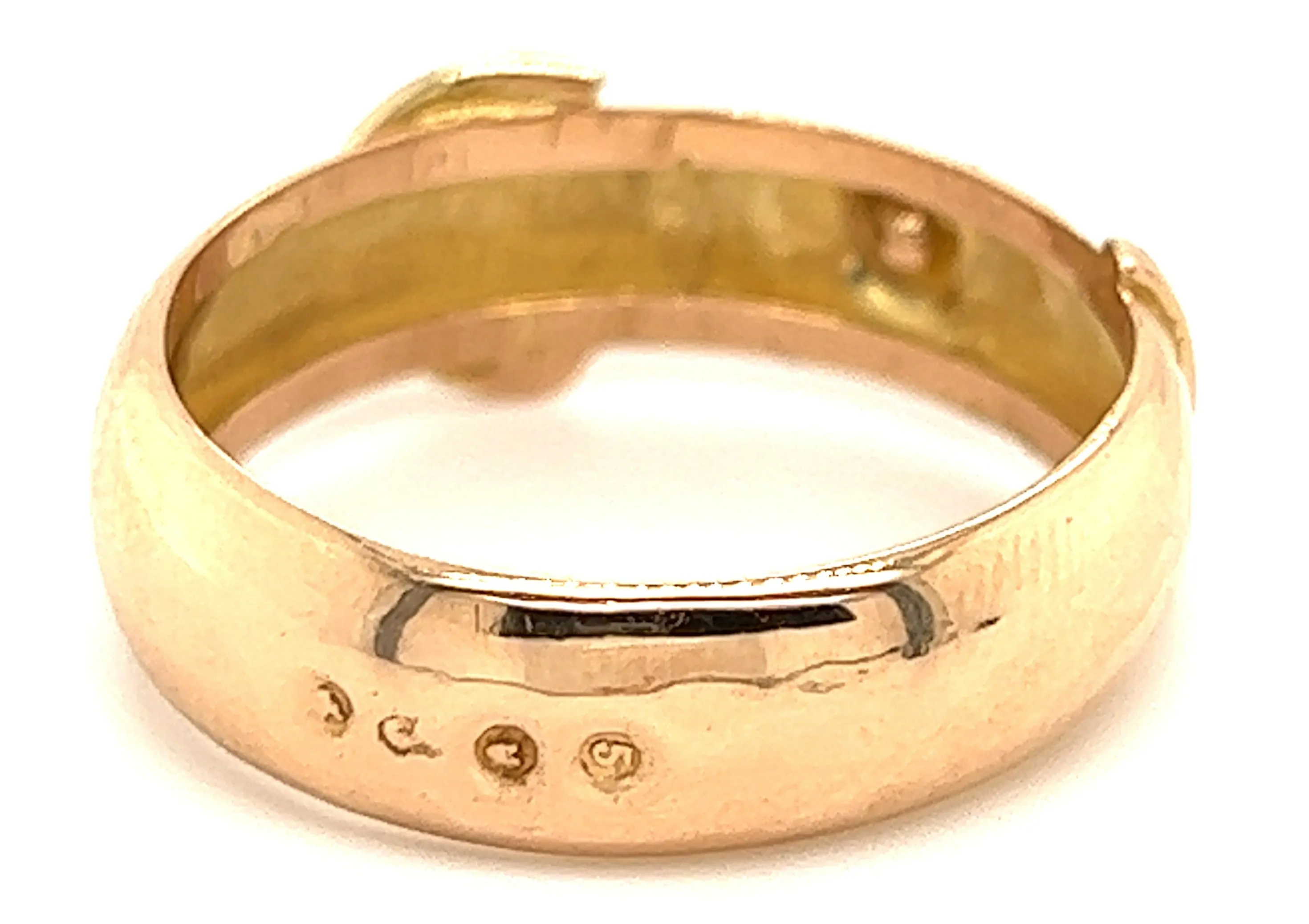 9ct Yellow Gold Buckle Vintage Ring with Engraved Front