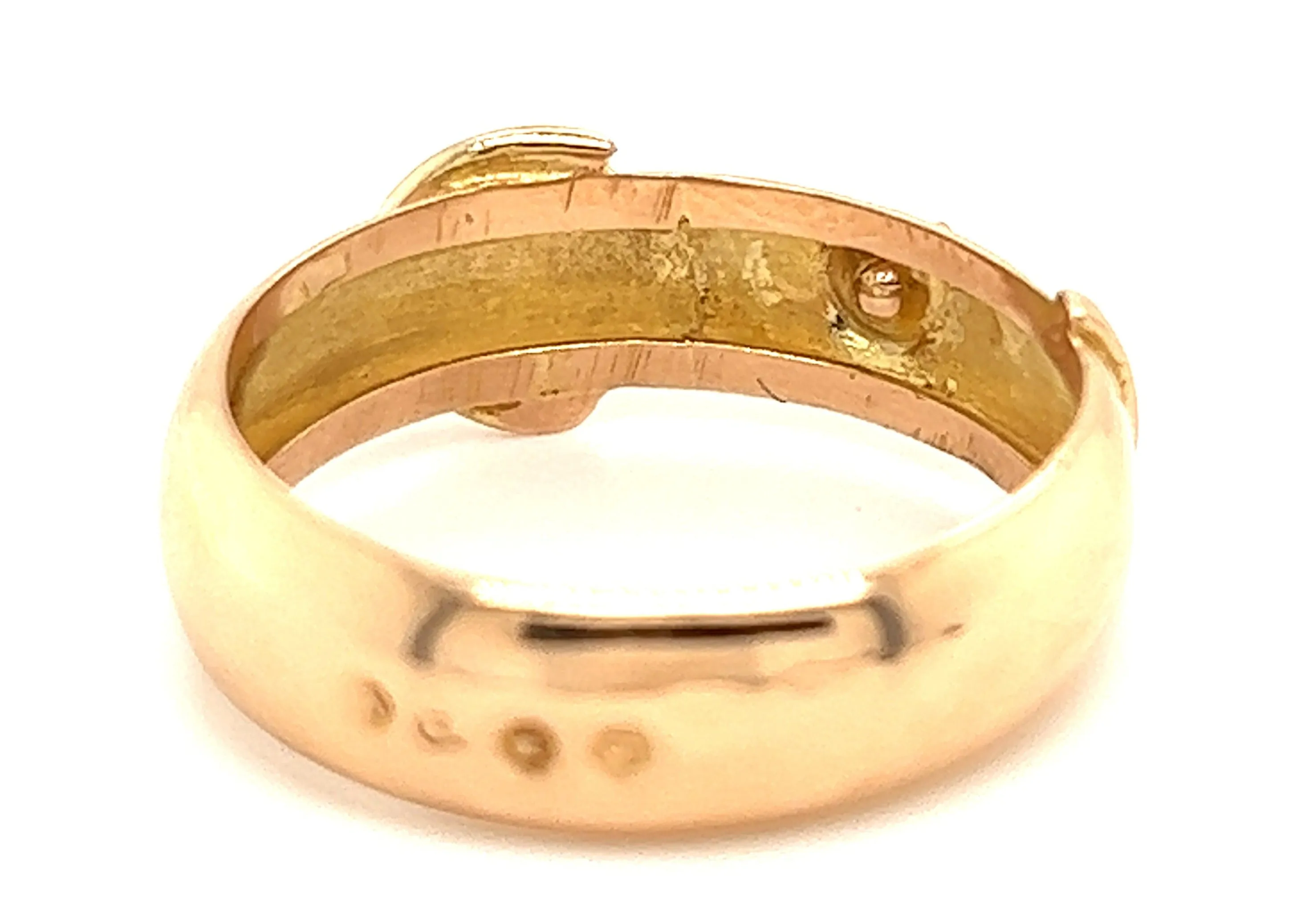 9ct Yellow Gold Buckle Vintage Ring with Engraved Front