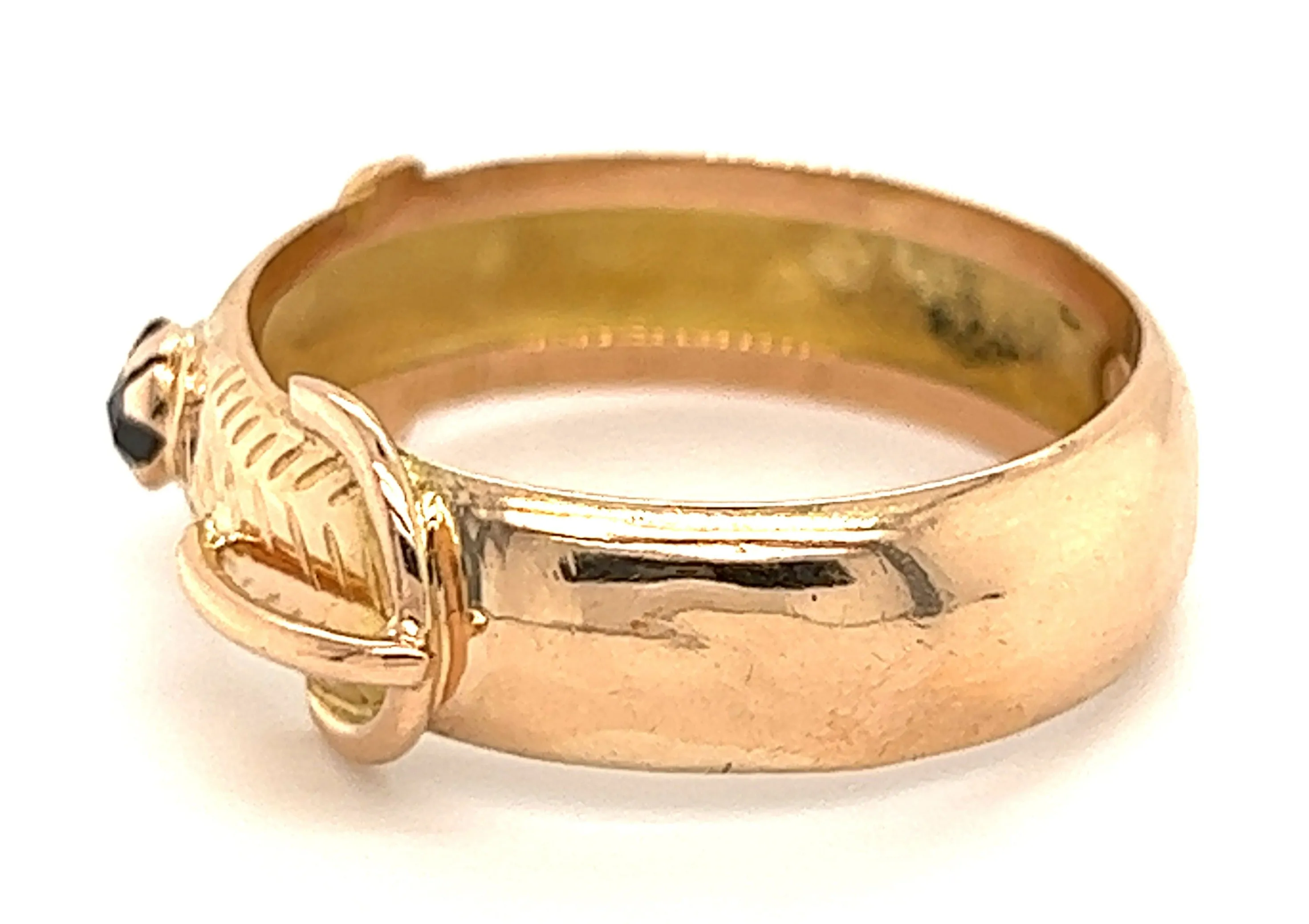 9ct Yellow Gold Buckle Vintage Ring with Engraved Front
