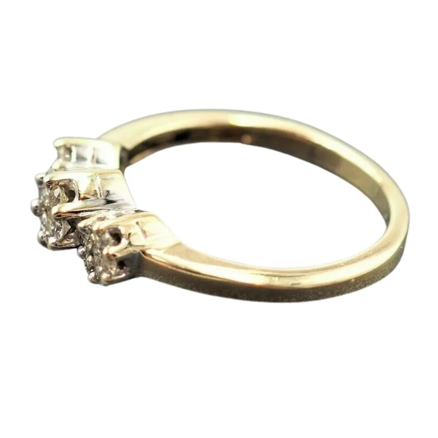 9ct Yellow Gold Rhodium Plated Diamond Triple Cluster Ring