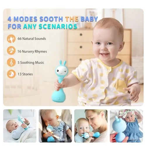 alilo Smarty Bunny Baby Rattle Musical Light Up Toys, Infants Newborns Baby Toys 0-3-6-12-18-24 Months,1 Year Old Baby Gifts, 4 Music Modes and Color Recognition Function with 9 Color Card