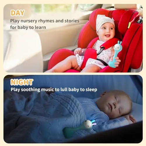 alilo Smarty Bunny Baby Rattle Musical Light Up Toys, Infants Newborns Baby Toys 0-3-6-12-18-24 Months,1 Year Old Baby Gifts, 4 Music Modes and Color Recognition Function with 9 Color Card