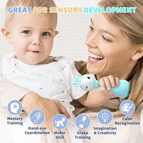 alilo Smarty Bunny Baby Rattle Musical Light Up Toys, Infants Newborns Baby Toys 0-3-6-12-18-24 Months,1 Year Old Baby Gifts, 4 Music Modes and Color Recognition Function with 9 Color Card