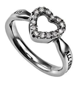All Things Through Christ Women's CZ Open Heart Ring