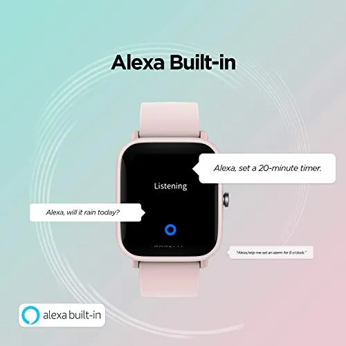 Amazfit Bip U Pro Smart Watch with Alexa Built-In for Men Women, GPS Fitness Tracker with 60  Sport Modes, Blood Oxygen Heart Rate Sleep Monitor, 5 ATM Waterproof, for iPhone Android Phone (Pink)