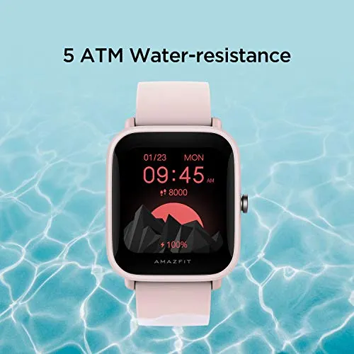 Amazfit Bip U Pro Smart Watch with Alexa Built-In for Men Women, GPS Fitness Tracker with 60  Sport Modes, Blood Oxygen Heart Rate Sleep Monitor, 5 ATM Waterproof, for iPhone Android Phone (Pink)