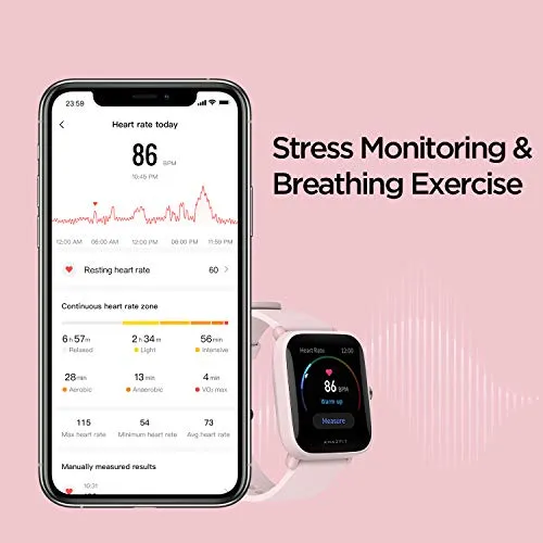 Amazfit Bip U Pro Smart Watch with Alexa Built-In for Men Women, GPS Fitness Tracker with 60  Sport Modes, Blood Oxygen Heart Rate Sleep Monitor, 5 ATM Waterproof, for iPhone Android Phone (Pink)
