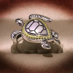 Amazing Vintage Turtle Ring filled with Crystals