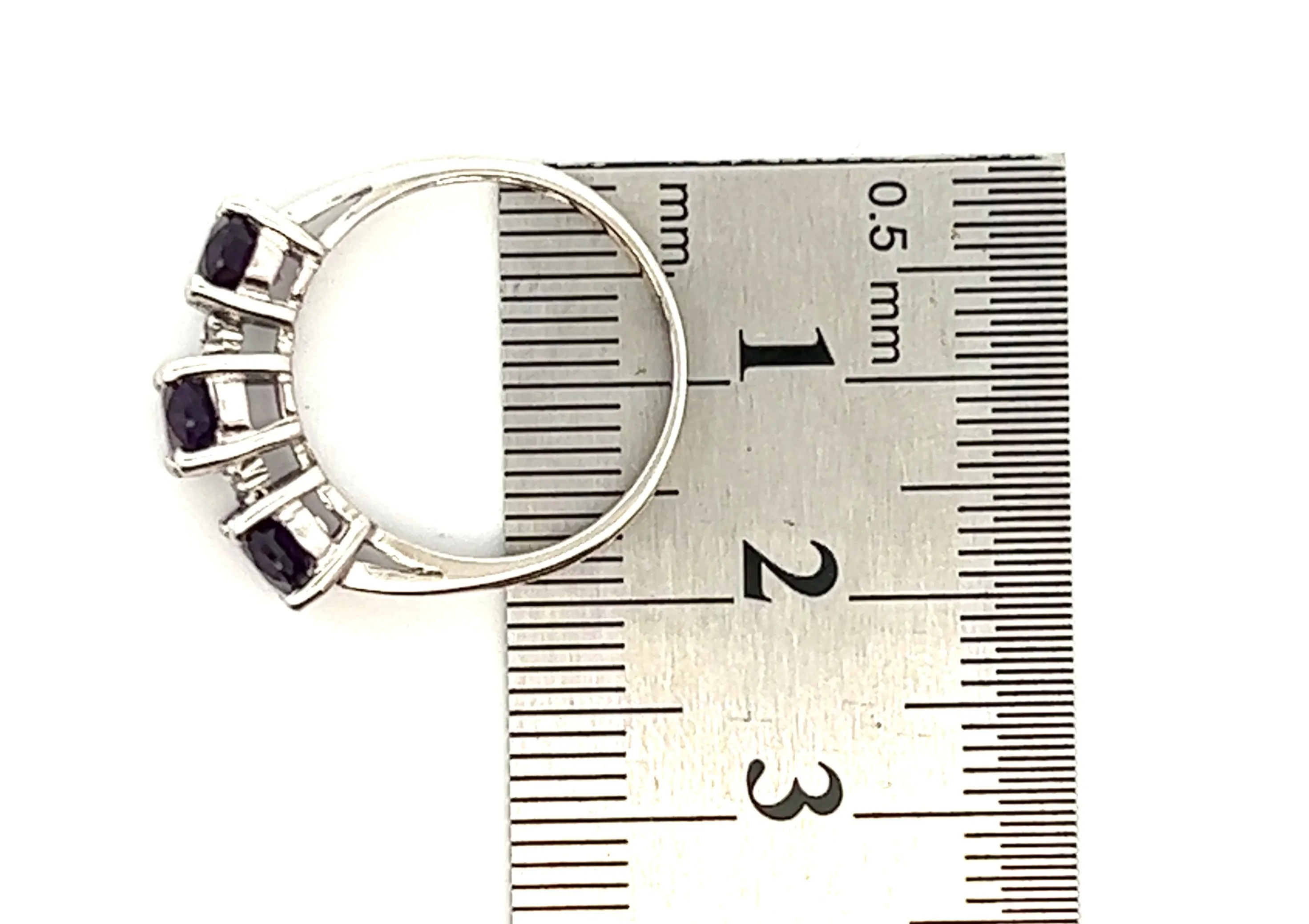 Amethyst & Diamond 9ct White Gold Trilogy Ring