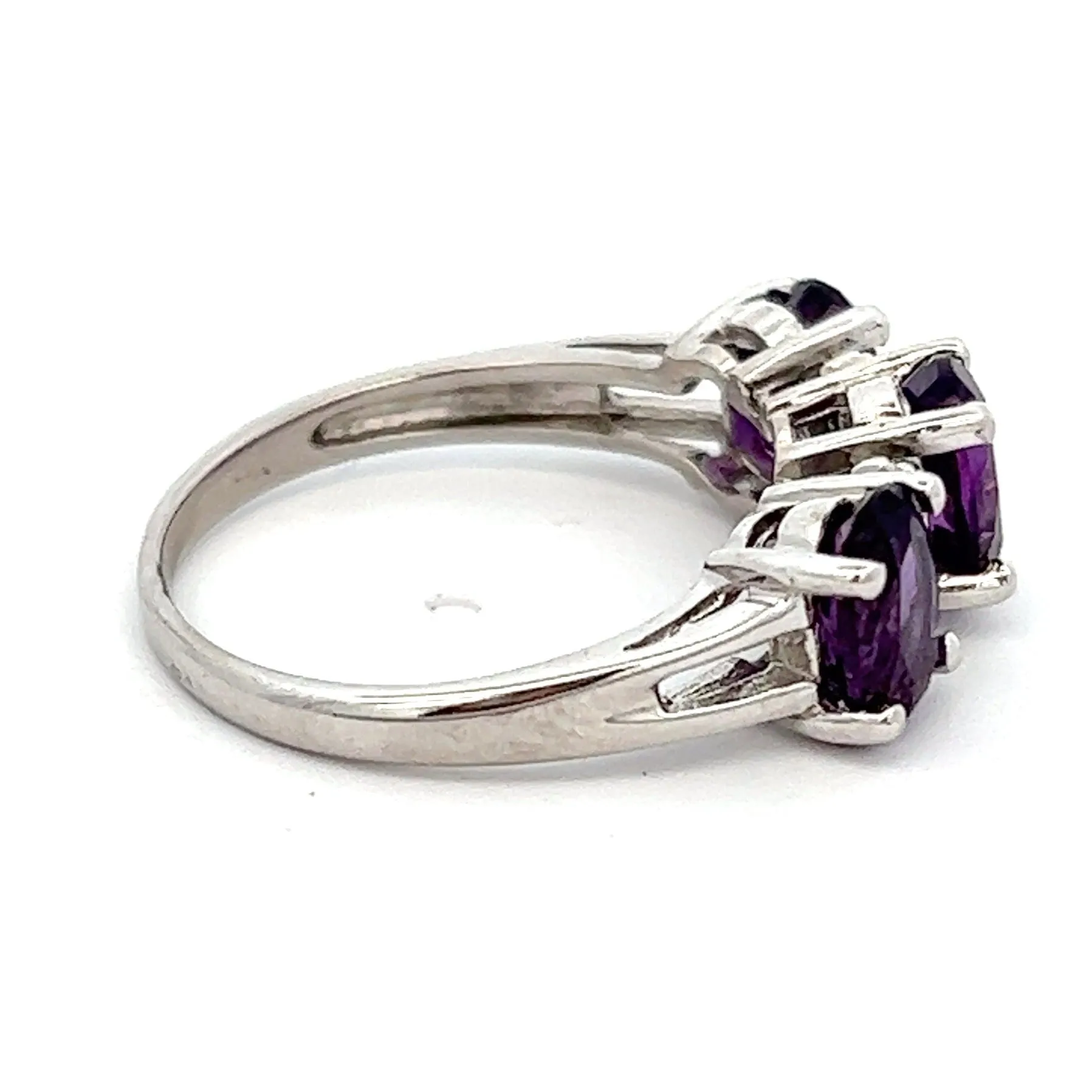 Amethyst & Diamond 9ct White Gold Trilogy Ring