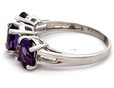Amethyst & Diamond 9ct White Gold Trilogy Ring