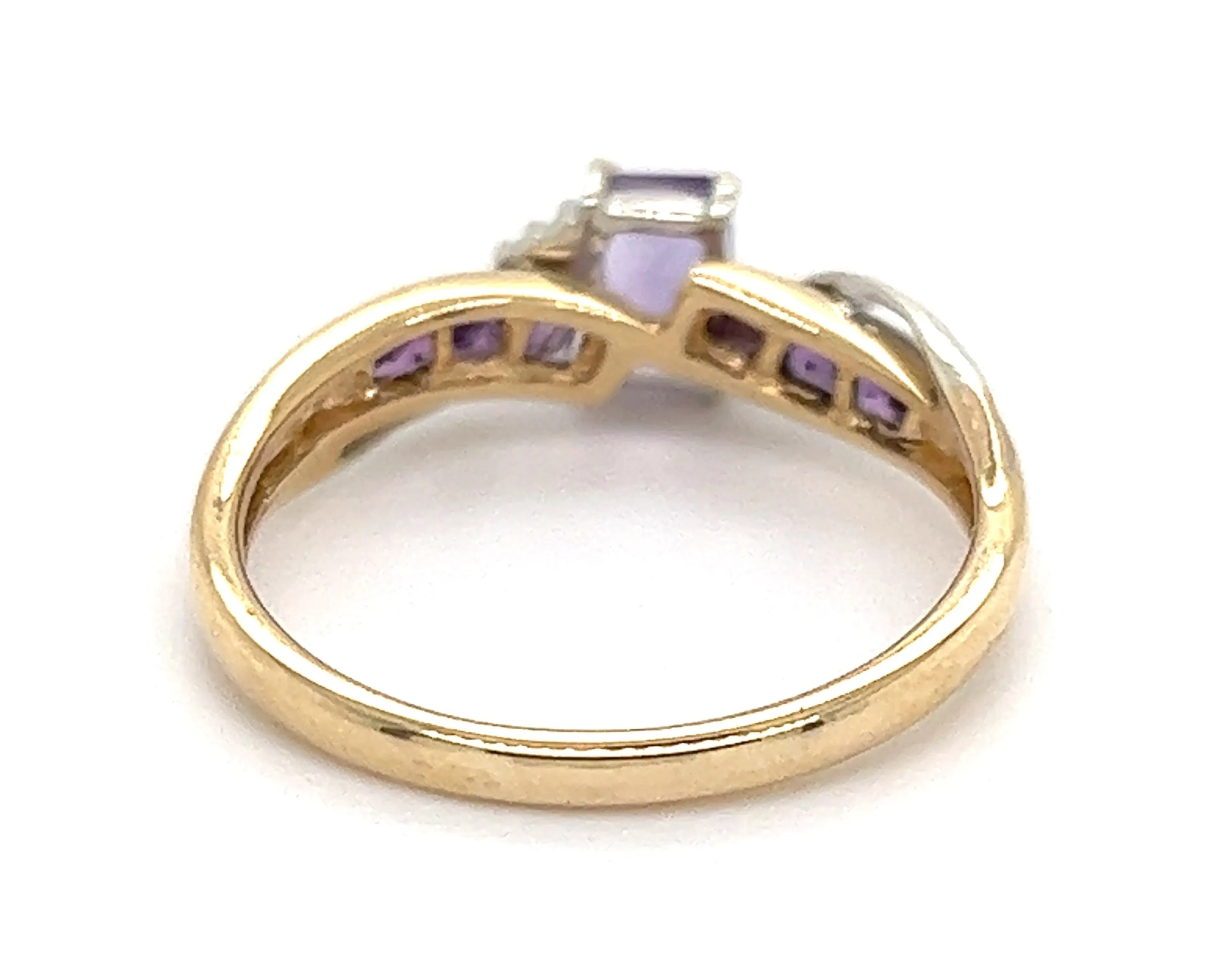 Amethyst & Diamond Yellow & White Gold Ring