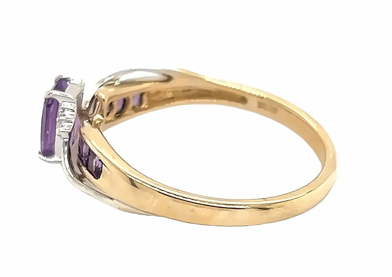Amethyst & Diamond Yellow & White Gold Ring