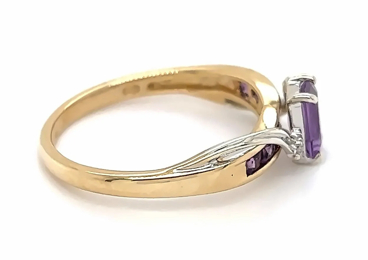 Amethyst & Diamond Yellow & White Gold Ring
