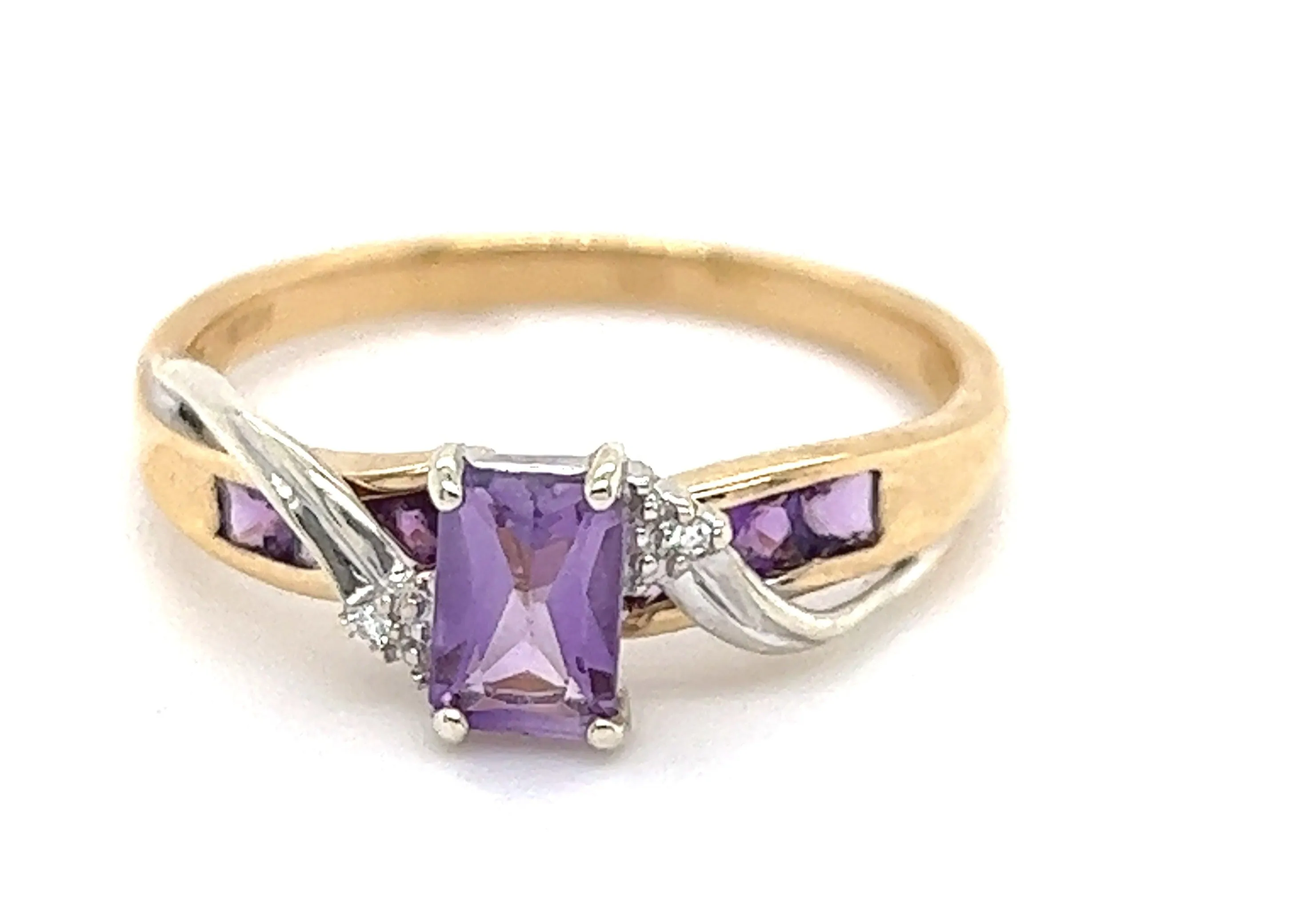 Amethyst & Diamond Yellow & White Gold Ring