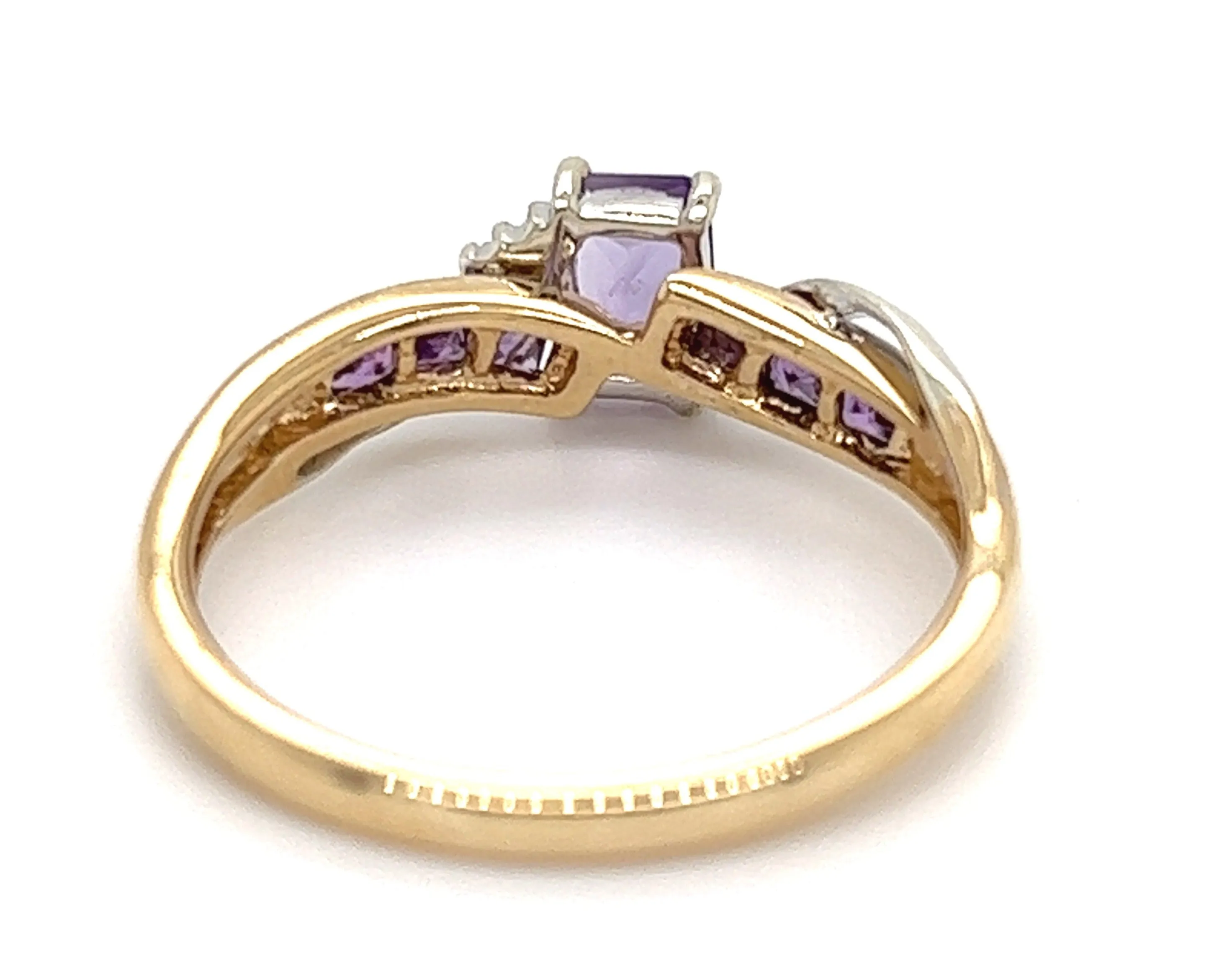 Amethyst & Diamond Yellow & White Gold Ring
