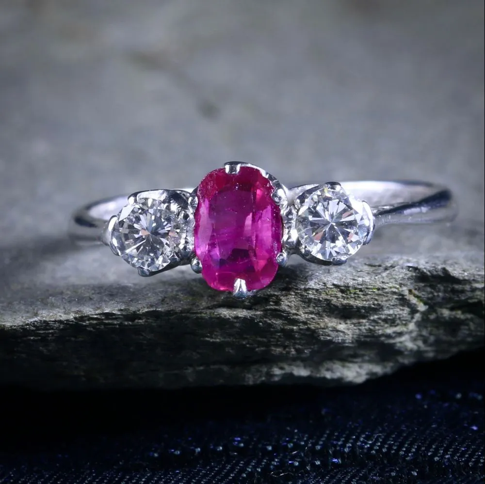 Antique Edwardian Ruby Diamond Trilogy Ring Gordon To Libbie Circa 1910