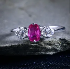 Antique Edwardian Ruby Diamond Trilogy Ring Gordon To Libbie Circa 1910
