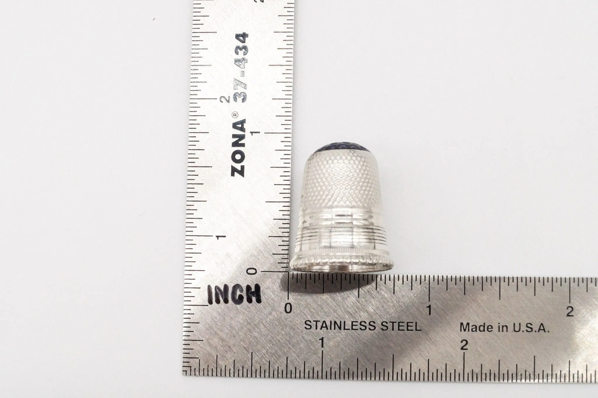 Antique HG Purple Top Sterling Silver Thimble Size 7