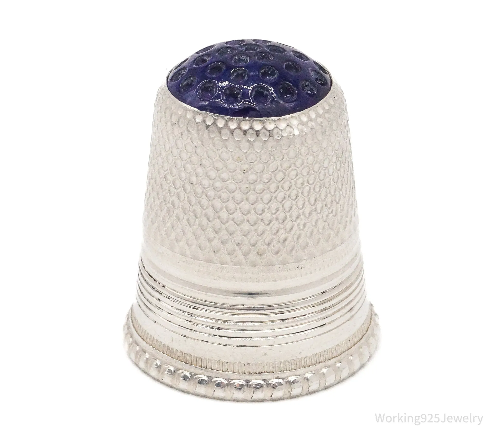 Antique HG Purple Top Sterling Silver Thimble Size 7