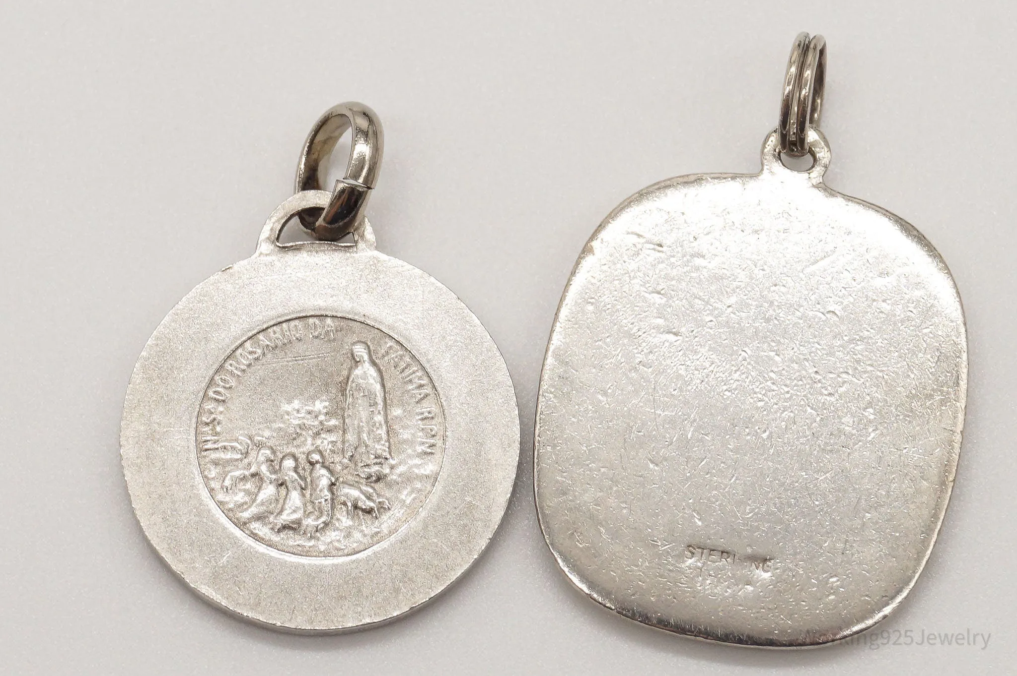 Antique Saints Protection Sterling Silver Pendant Charm Set