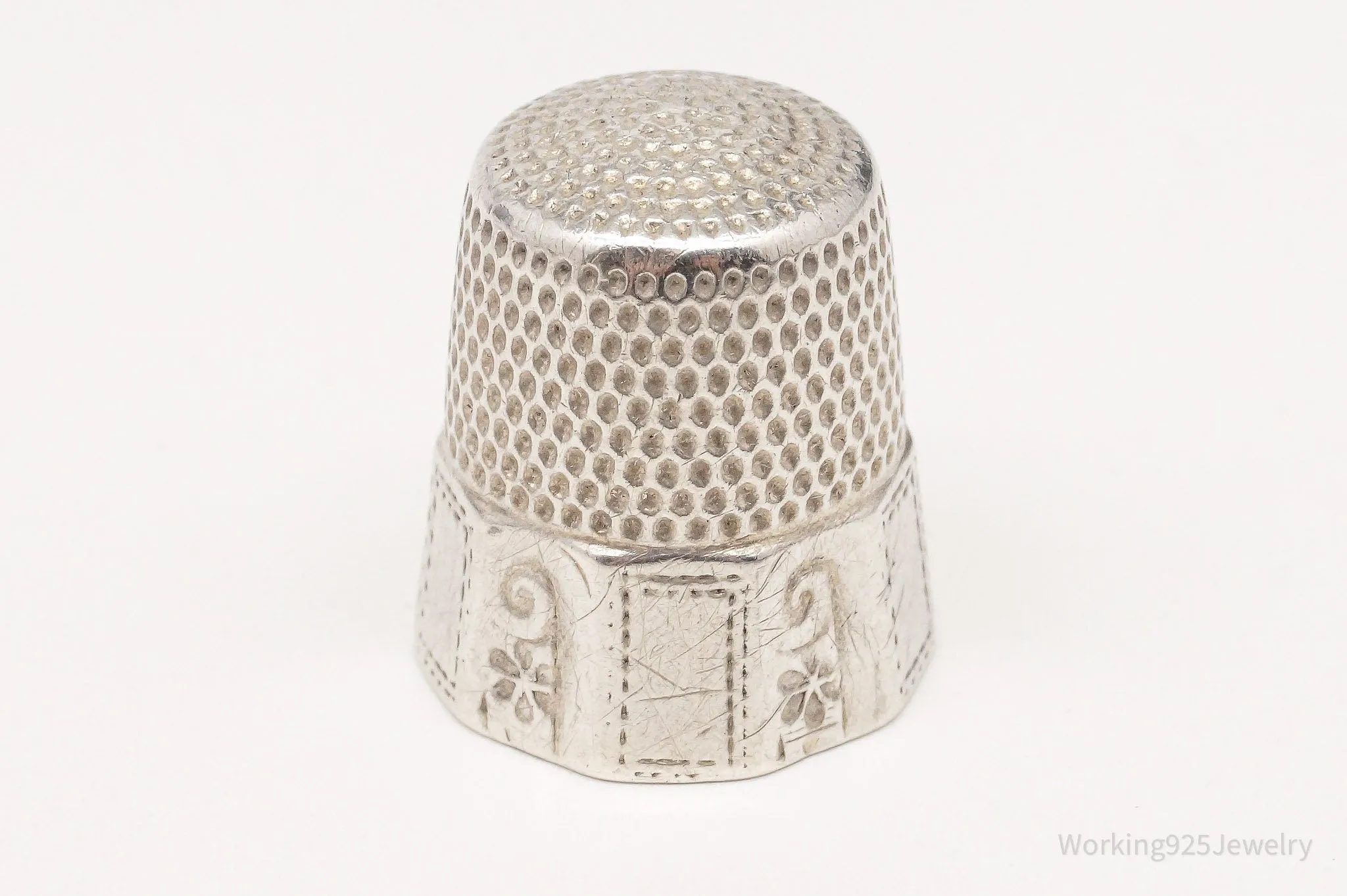 Antique Simons Bros & Co Sterling Silver Thimble Size 9